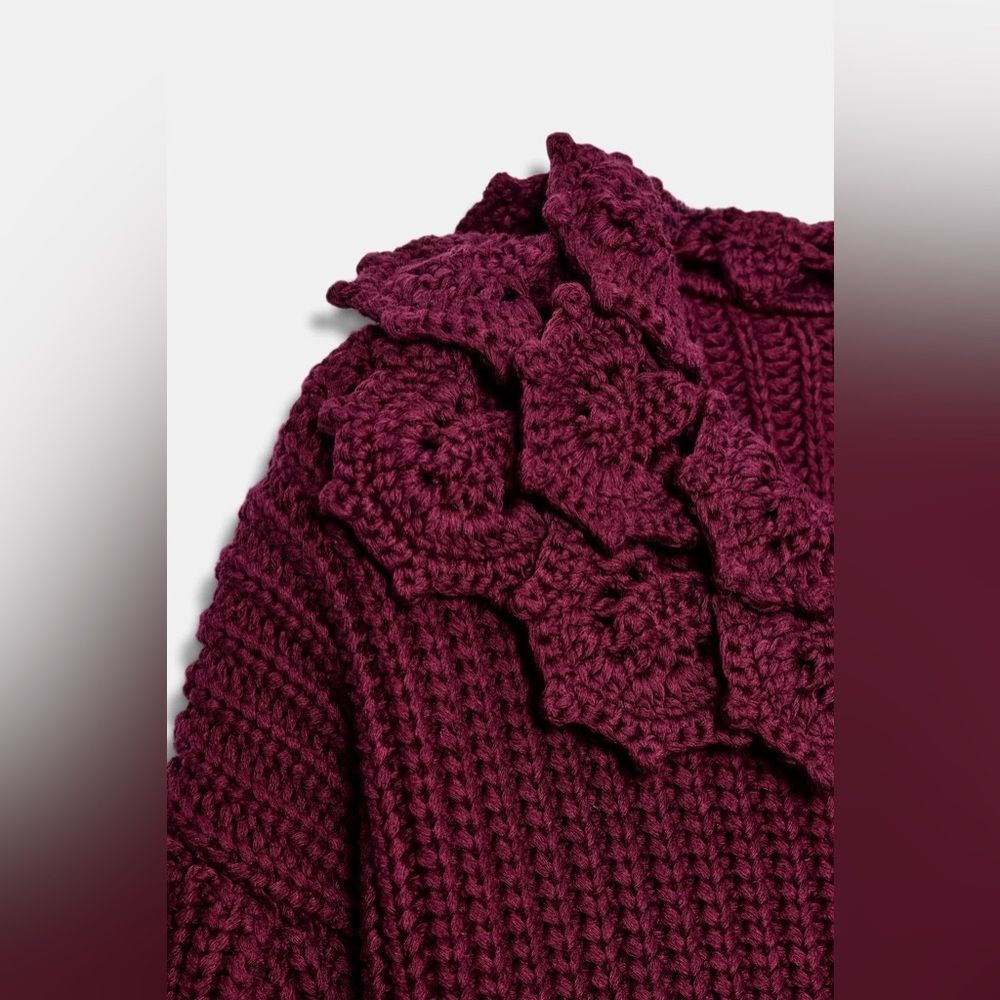 ZARA FLORAL TEXTURED CARDIGAN JACKET - Picture 5 of 6